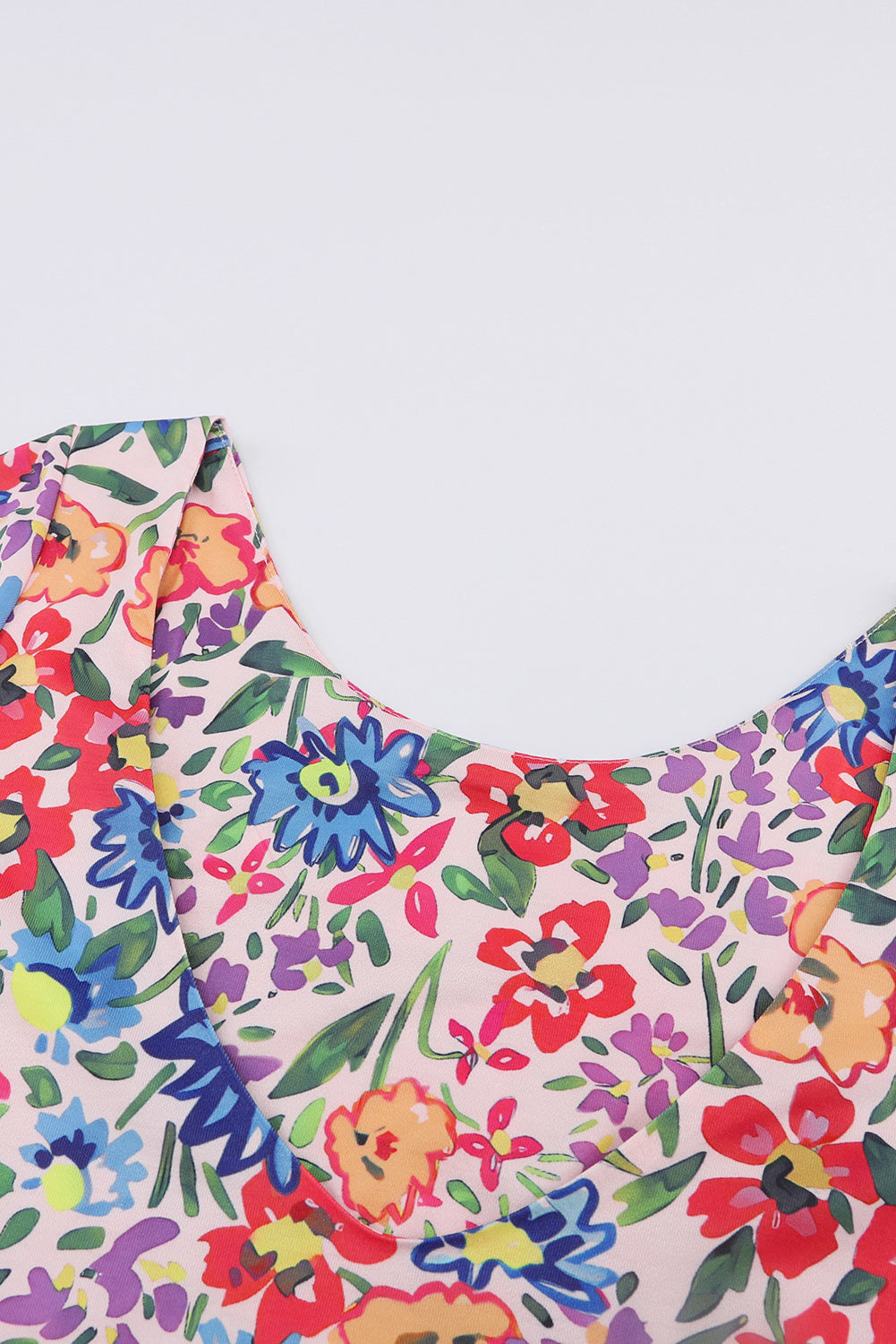 Robe de vacances à manches courtes et imprimé floral multicolore