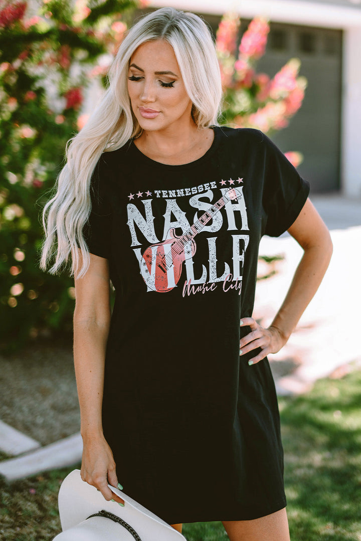 Robe t-shirt noire tendance du festival de musique de Nashville