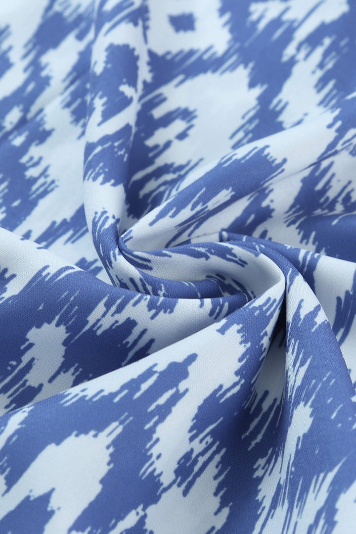 Robe longue décontractée à imprimé géométrique et col en V bleu ciel